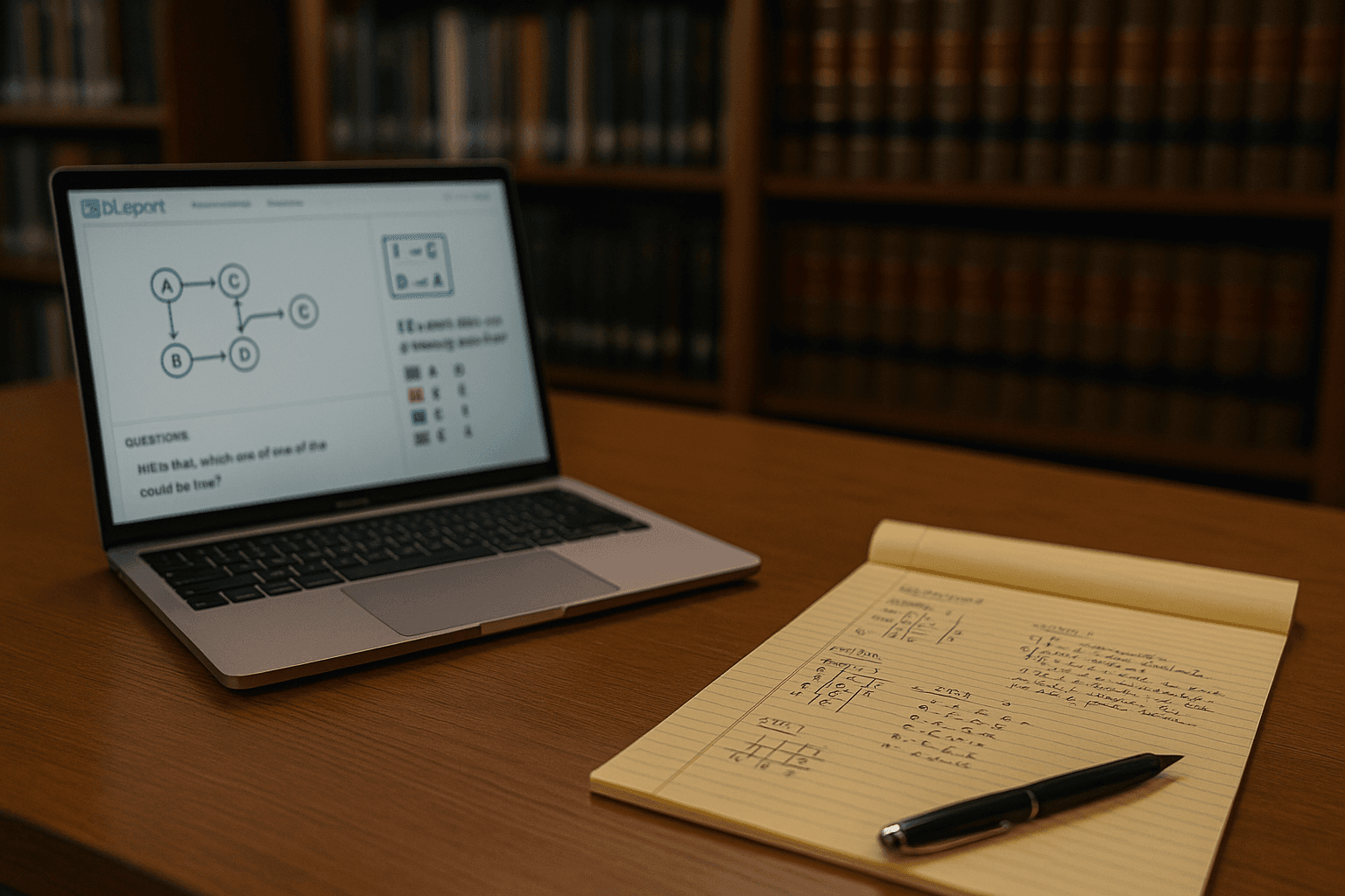 Contrasting LSAT study spaces with digital notes and handwritten quizzes